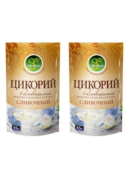 ЗДРАВНИК Цикорий растворимый со вкусом сливочный, 85 г, 2 шт