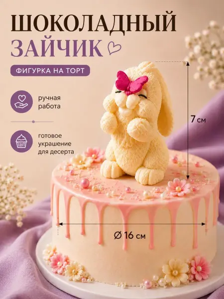 ПОДАРКОВО Украшения для торта зайчик съедобный