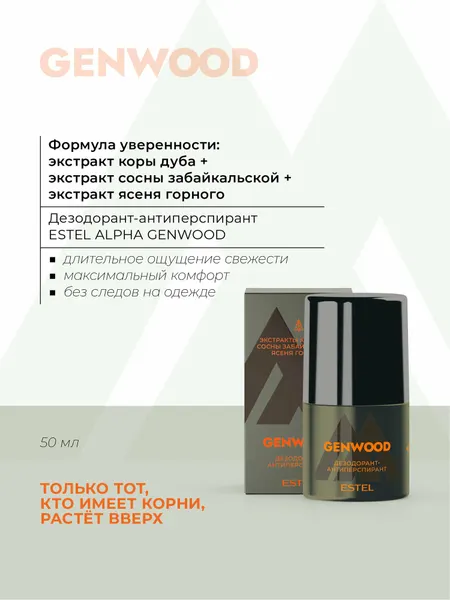 Дезодорант-антиперспирант Estel Genwood Alpha, ролик, защита 24 ч, 50 мл