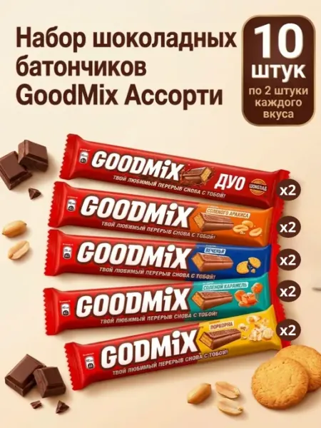 GoodMix Ассорти шоколадных батончиков ГудМикс. 5 видов по 1 штуки
