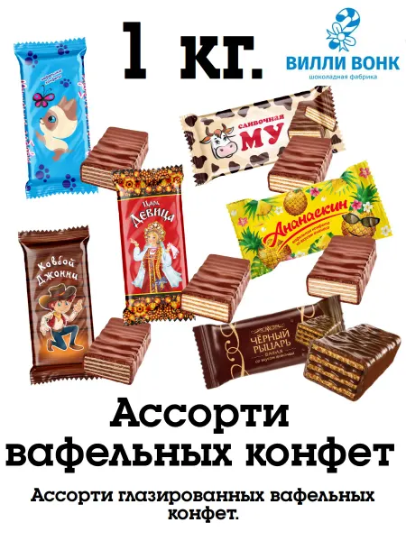 Невский Кондитер Ассорти вафельных конфет 6 вкусов 1 кг