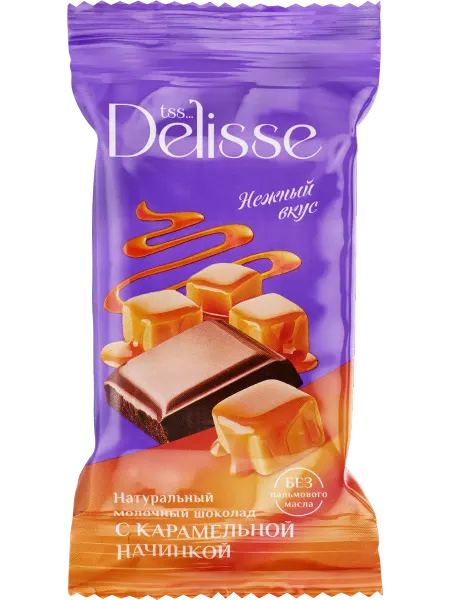 Шоколад молочный DELISSE с карамельной начинкой, 60г