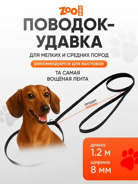 ZOOONE Поводок-удавка для собак длина 1,2 м чёрная, 74-1379