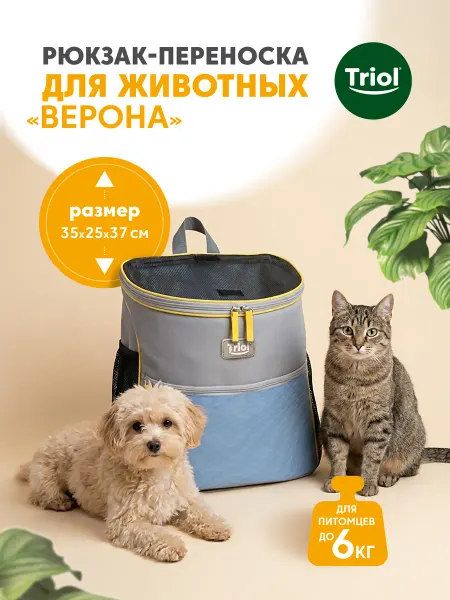 Triol Рюкзак-переноска для кошек и собак "Верона", 35*25*37см
