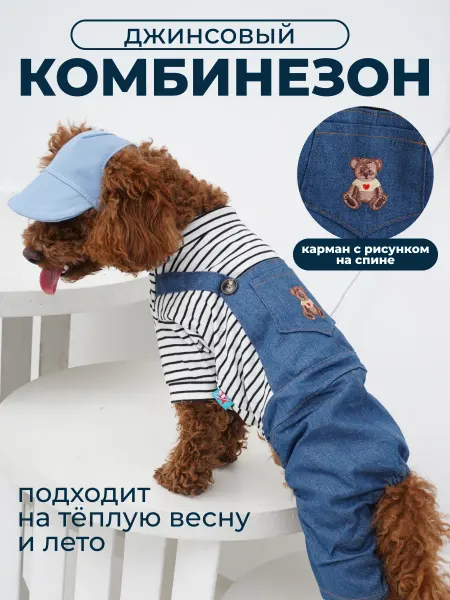 Pepino_pet Комбинезон джинсовый костюм для собак лето джинсовка