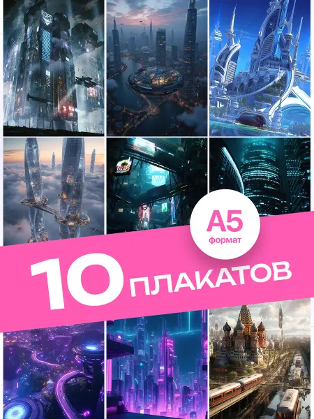 AVAIL Постеры Эстетика города будущего. 10 штук А5