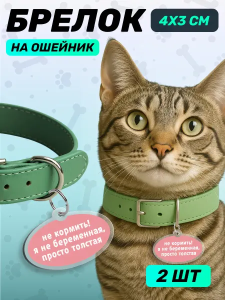 Наклейки за Копейки Медальон для собак и кошек Не кормить Просто толстая