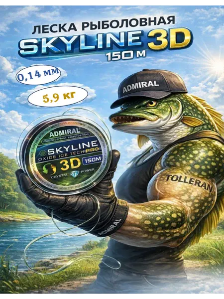 SKYLINE PRO леска рыболовная летняя 3D 150 м 0.14 мм