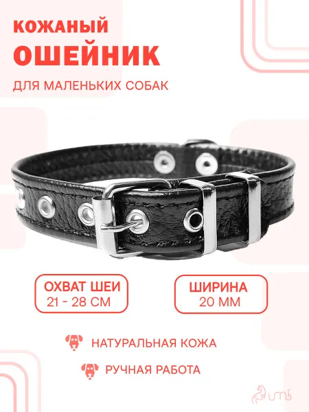 Umbi Кожаный ошейник (обхват шеи 21-28 см.) для собаки