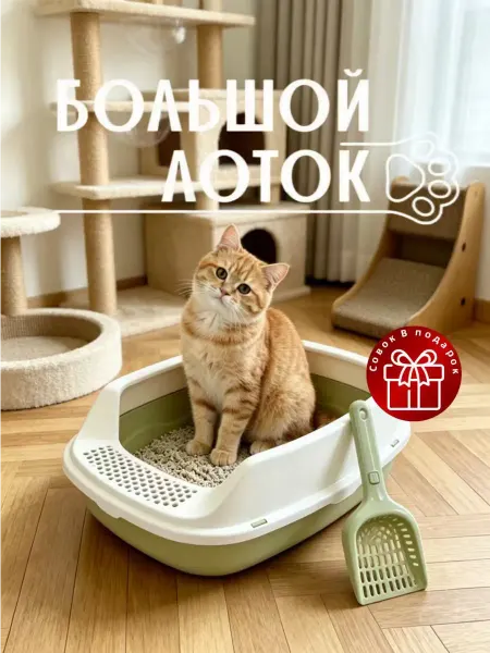 Лоток для кошек высокий борт, большой