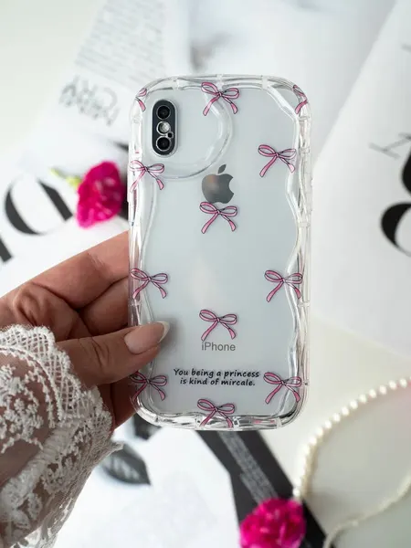 Чехол О'Кейси, для iPhone X/XS, с принтом, защита камеры, накладка, розовый, черный, прозрачный