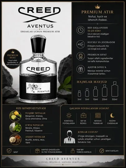 Мужской парфюм Creed Aventus Eau de Parfum – роскошный фруктово-древесный аромат
