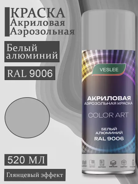 Veslee Аэрозольная краска автомобильная в баллончике RAL 9006