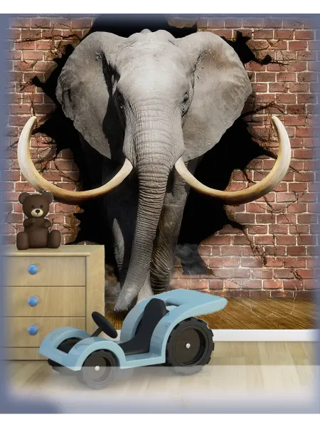 DS 2017 Фотообои 300х260 Слон кирпичная стена