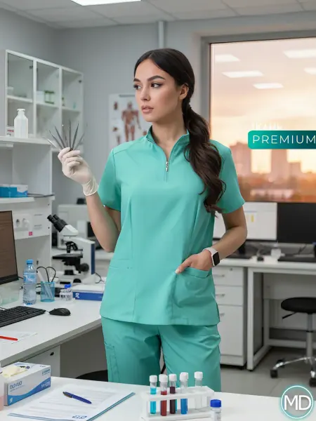 MedDuet Костюм медицинский стрейч хирургичка с брюками оверсайз