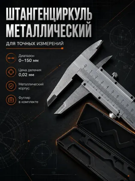 ЛОВЕЛИ РУМ Штангенциркуль металлический, с глубиномером