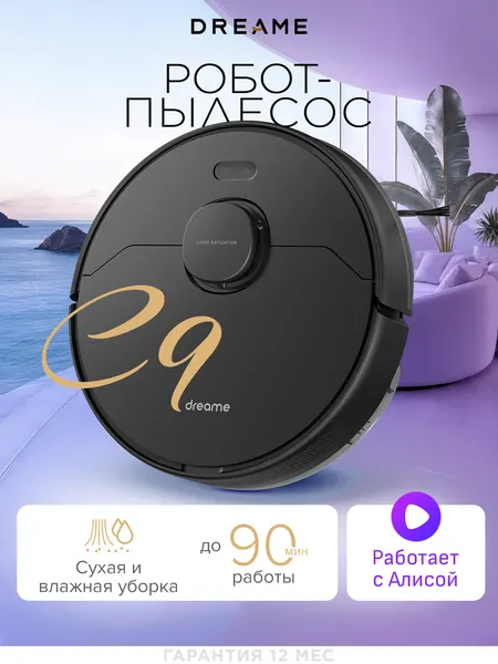 Робот-Пылесос с функцией сухой и влажной уборки, Dreame C9, черный