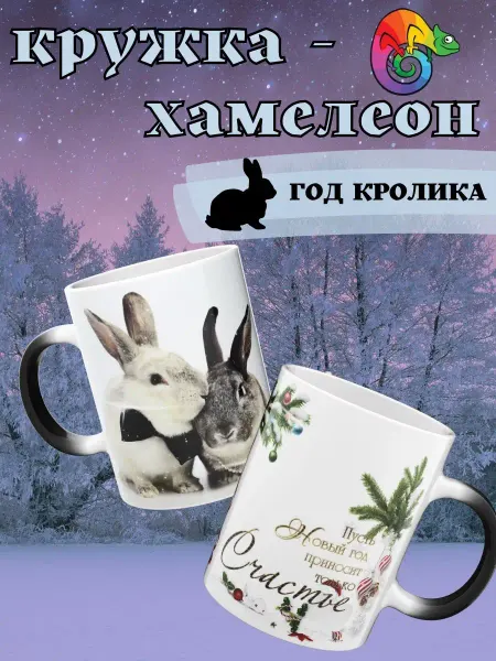 FullSet Кружка хамелеон керамическая большая для чая с принтом