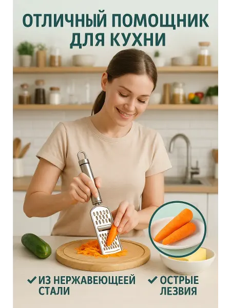 Мус-25-Ш Кухонная терка из нержавейки для шинковки и измельчения