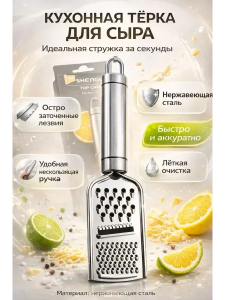 СМС Кухонная металлическая тёрка для сыра ручная