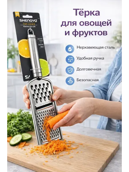 Шай95 Тёрка для овощей и фруктов кухонная из нержавеющей стали