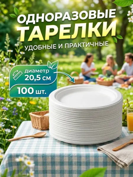 DIVA Teona Тарелки одноразовые пластиковые 205мм, 100шт
