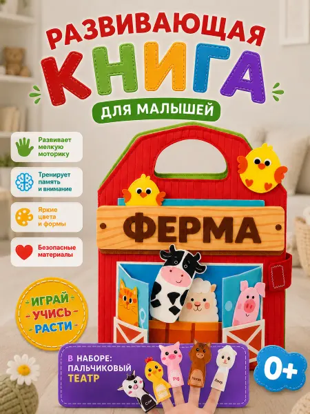 Baby gold Бизиборд тактильная книга для малышей