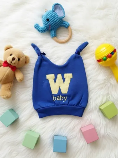 Мягкая хлопковая шапочка для новорожденных с надписью W baby