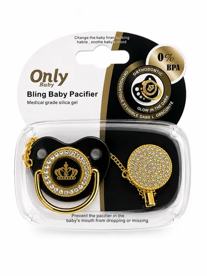 Подарочный набор Only Baby Bling: ортодонтическая пустышка со стразами «I Love You»