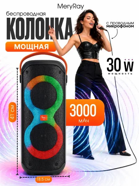 Портативная музыкальная колонка с микрофоном