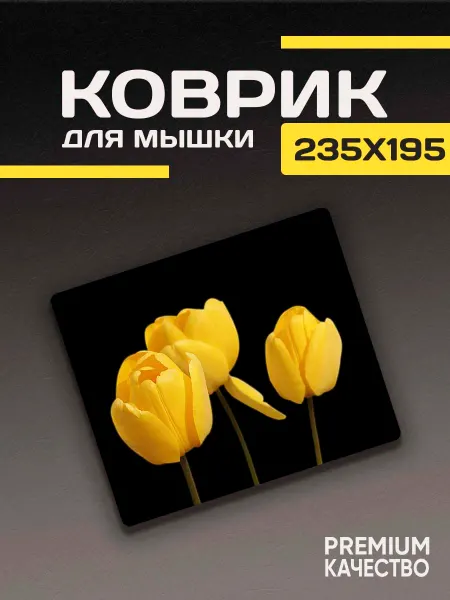 ARTIKO_SHOP Игровой коврик для мышки маленький черный Тюльпаны