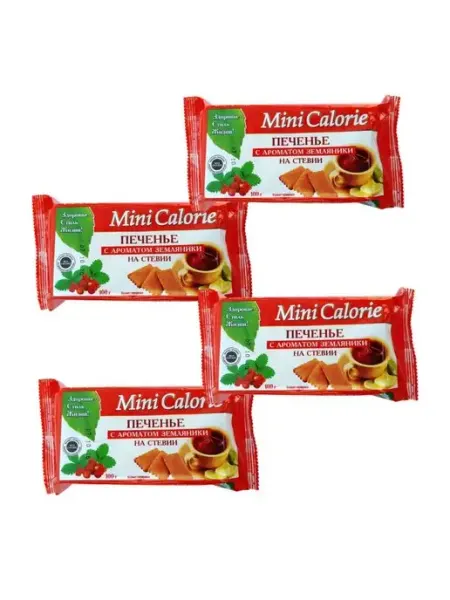 Mini Calorie Печенье затяжное "Земляника" 100 гр. 4 шт