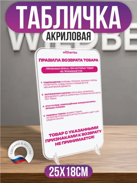 ПВЗ на заказ Акриловый постер ПВЗ Wildberries Правила возврата товара