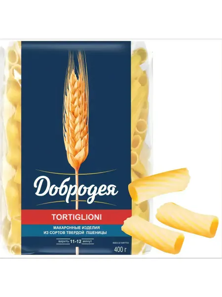 Добродея Макароны изтвердых сортов пшеницы Tortiglioni 400г 1шт