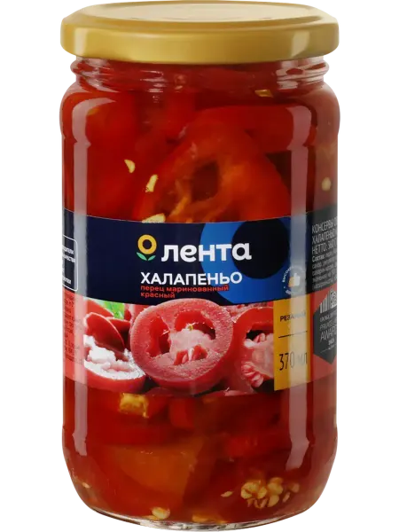 Перец халапеньо маринованный ЛЕНТА красный, 370мл