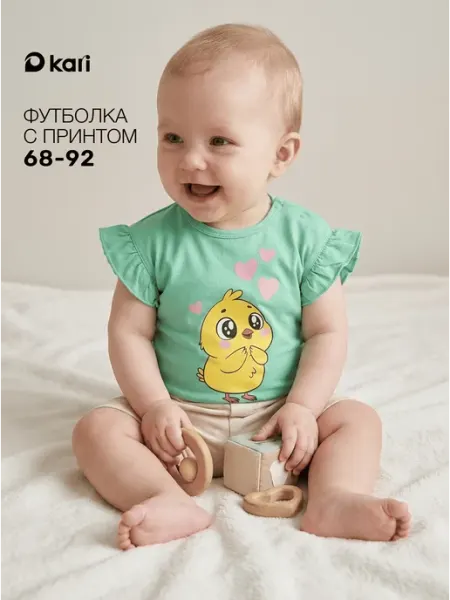 Kari baby Футболка для девочки нарядная с принтом