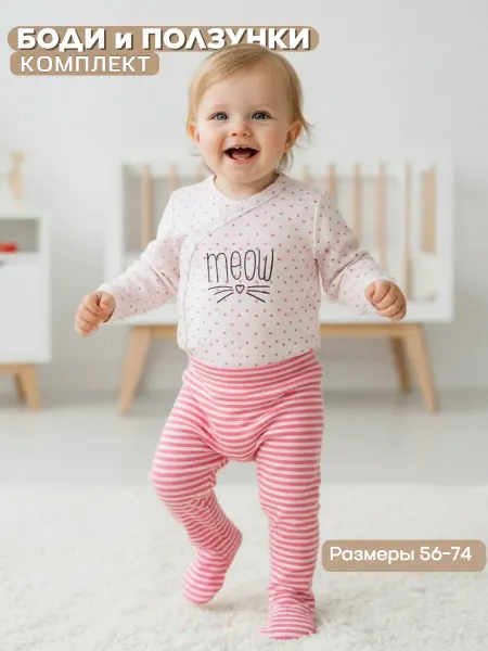 Linas Baby Комплект детский ( боди с длинным рукавом+ползунки)