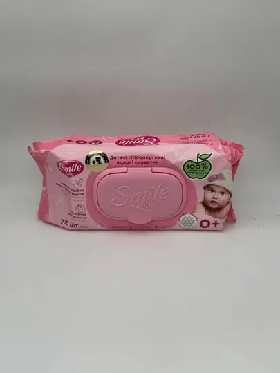 SMILE Baby влажные салфетки для детей, с первых дней жизни (с клапаном), 72 шт