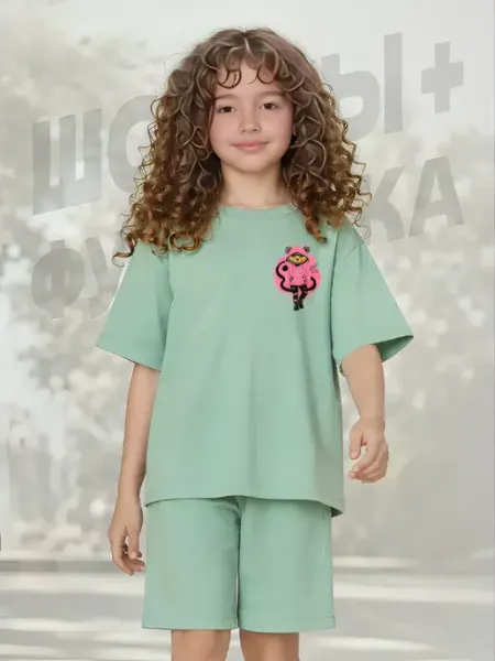 Baby Style Комплект футболка и шорты подростковый оверсайз