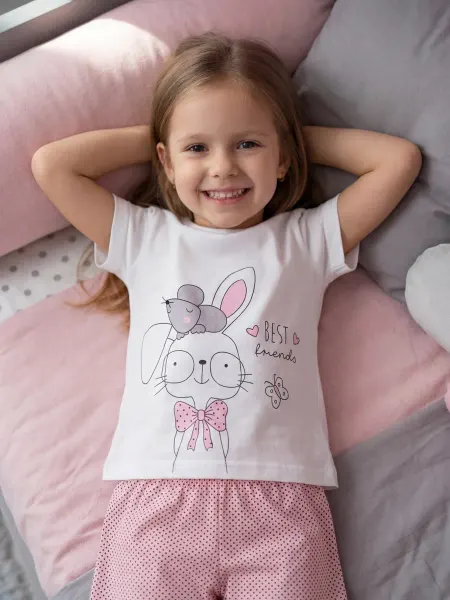Babycollection Пижама детская с футболкой и шортами с зайчиком хлопок