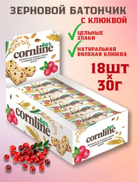 Babyfox Батончики Cornline злаковые с клюквой Бокс 18 шт