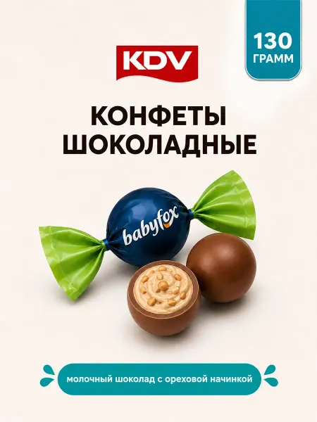 KDV Конфеты шоколадные BabyFox Galaxy sphere с фундуком