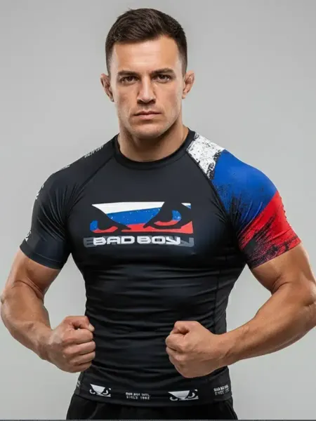 BAD BOY Футболка компрессионная Russia с флагом России