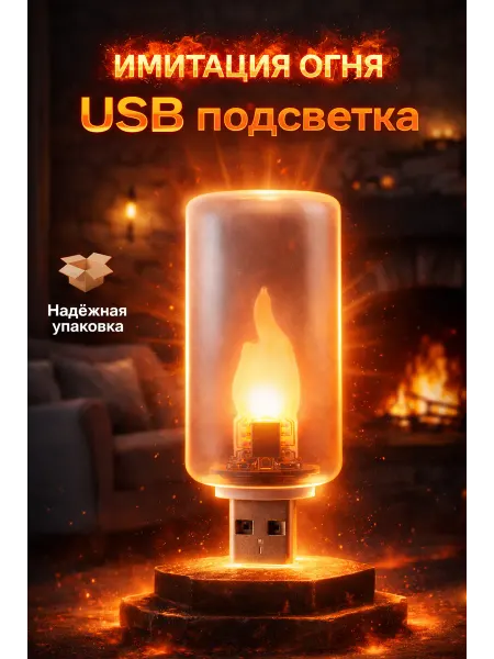 Подсветка салона USB лампа для ноутбука и машины - матовая огонь