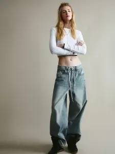 Джинсы Befree baggy fit с декоративными швами и завязками