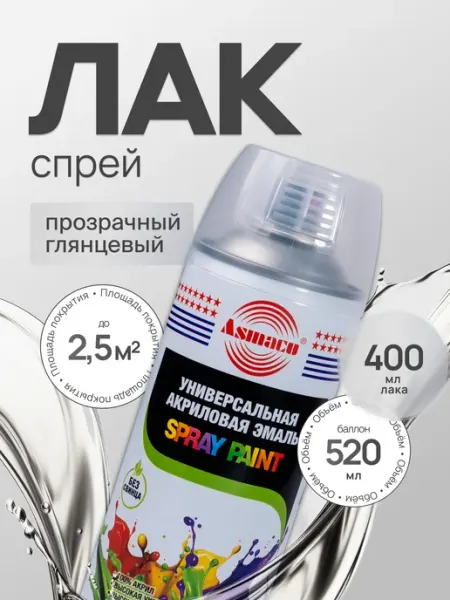 Asmaco Лак акриловый автомобильный глянцевый 400 мл