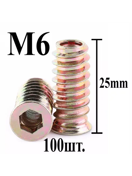 F-d-k Футорка Гайка мебельная М6 10x25 (100шт.)