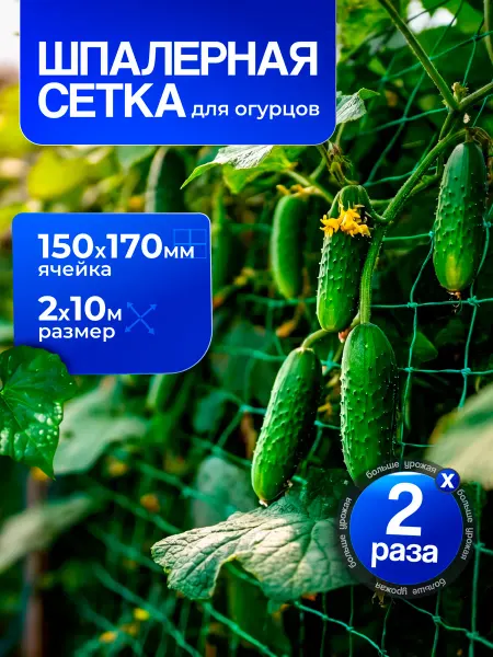 СибДача Шпалерная сетка для огурцов пластиковая 2х10 м