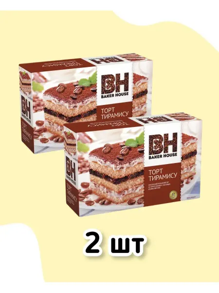 Baker house Торт тирамису шоколадный бисквитный 2 шт