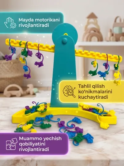 Детская игрушка-весы Puzzle Balance Scale, развивающая, баланс, игра с обезьянками